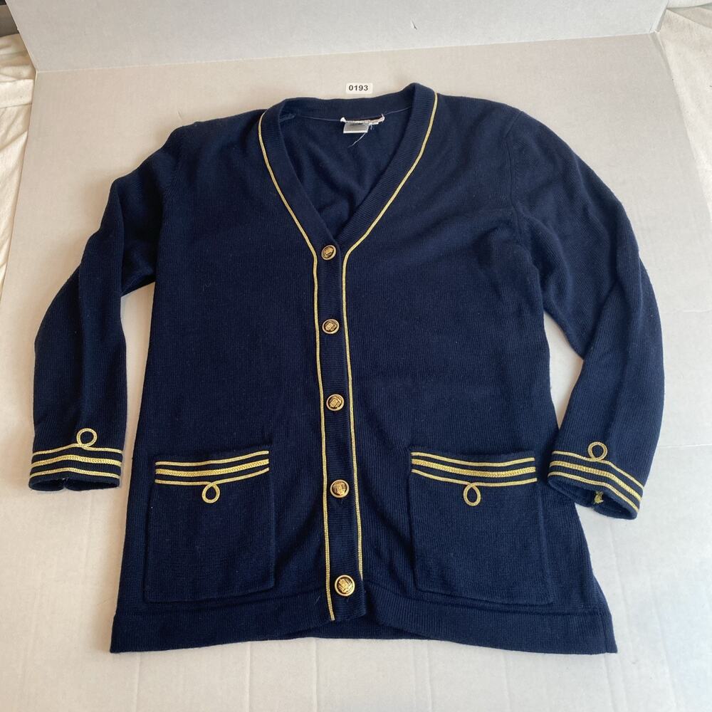 ANCORA By Ciao Ltd Large Button Up Cardigan Preppy Nautical Academia Wool Blend
